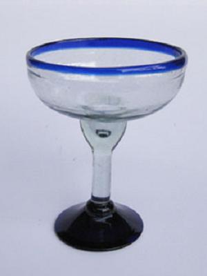 Borde Azul Cobalto / Juego de 6 copas para margarita con borde azul cobalto / Para cualquier fanático de las margaritas, éste juego de copas de vidrio soplado tiene un alegre borde azul cobalto.